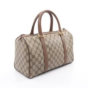 Gucci Plus Tan Canvas GG Line Brown Handbag Sherry Leather Beige